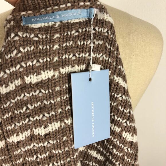 MICHELLE NICOLE Brown White Cardigan Sweater M NWT - Picture 6 of 9